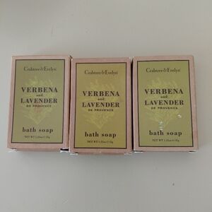 Crabtree & Evelyn Verbena and Lavender Bath soap 3 Bars 1.25 Oz Ea